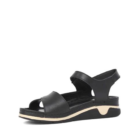 Kadın Siyah Dolgu Topuklu Deri Sandalet