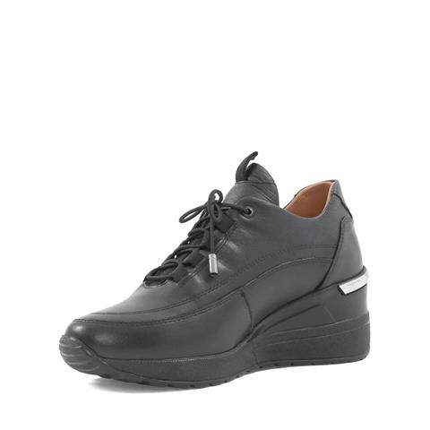 Kadın Siyah Dolgu Topuklu Deri Sneaker