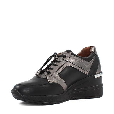 Kadın Siyah Dolgu Topuklu Deri Sneaker