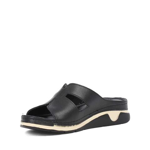 Kadın Siyah Dolgu Topuklu Deri Terlik