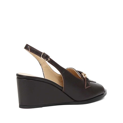 Kadın Siyah Dolgu Topuklu Kroko Deri Ayakkabı