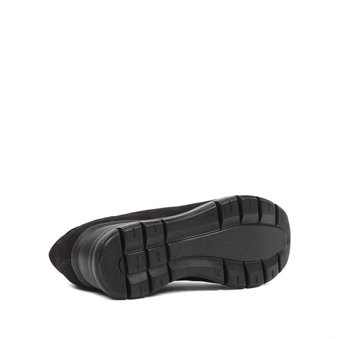 Kadın Siyah Dolgu Topuklu Nubuk Deri Sneaker