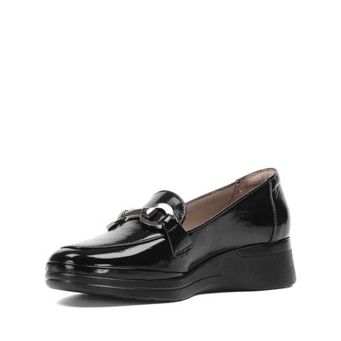 Kadın Siyah Dolgu Topuklu Rugan Deri Ayakkabı