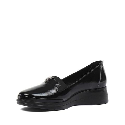 Kadın Siyah Dolgu Topuklu Rugan Deri Ayakkabı