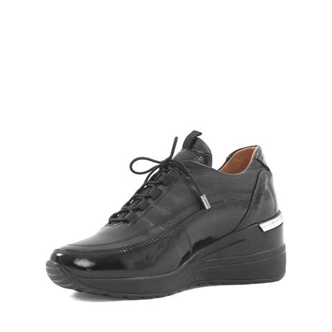 Kadın Siyah Dolgu Topuklu Rugan Deri Sneaker