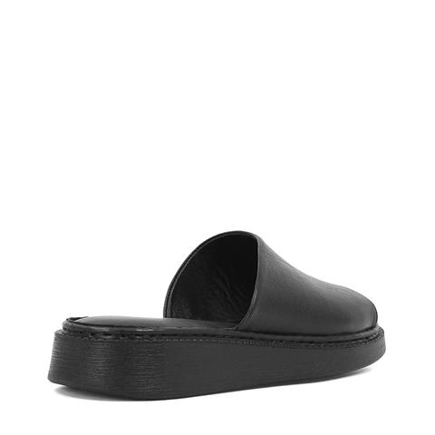 Kadın Siyah Düz Deri Terlik