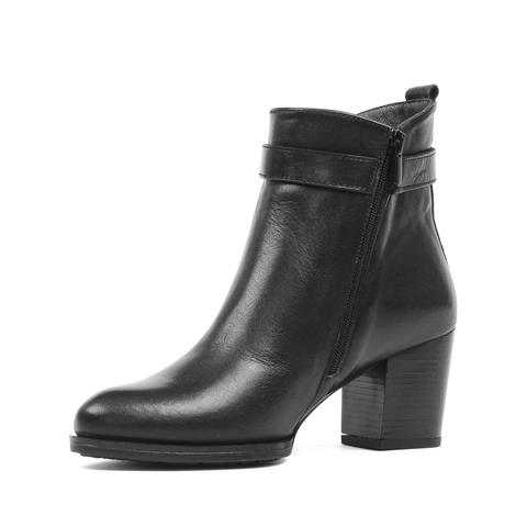 Kadın Siyah Fermuarlı Deri Bot