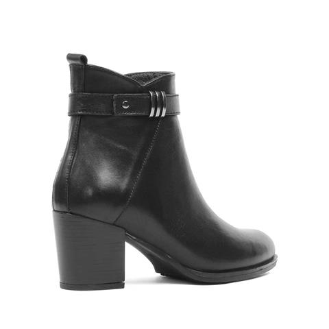 Kadın Siyah Fermuarlı Deri Bot