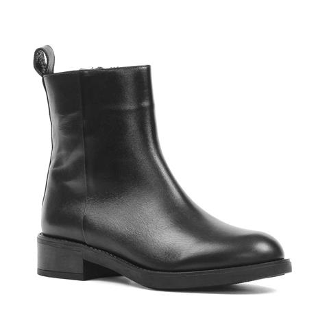 Kadın Siyah Fermuarlı Deri Bot