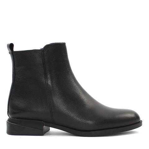 Kadın Siyah Fermuarlı Deri Bot