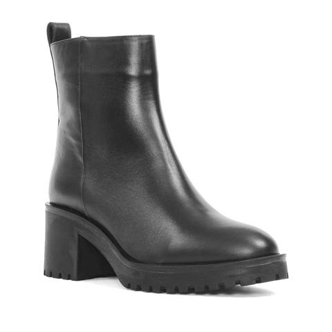 Kadın Siyah Fermuarlı Deri Bot