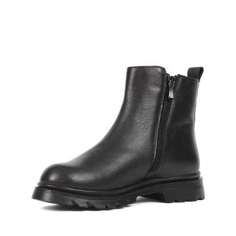 Kadın Siyah Fermuarlı Deri Bot