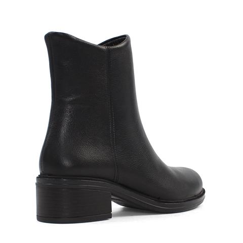 Kadın Siyah Fermuarlı Deri Bot