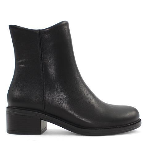 Kadın Siyah Fermuarlı Deri Bot