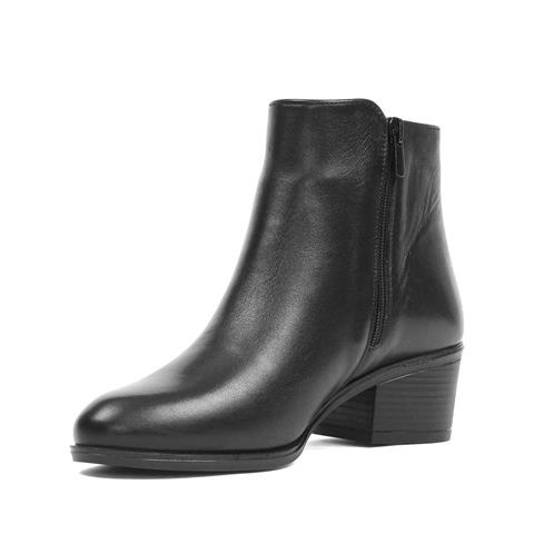 Kadın Siyah Fermuarlı Deri Bot