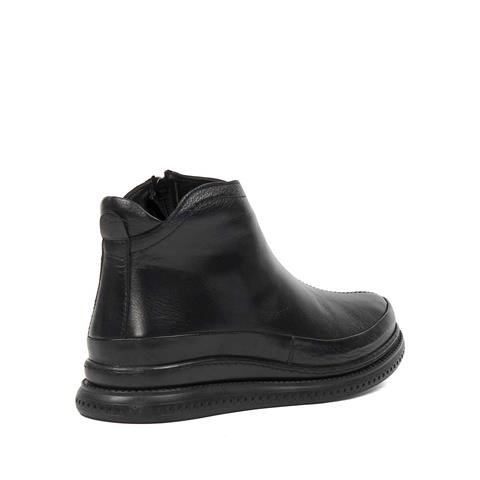 Kadın Siyah Fermuarlı Deri Bot