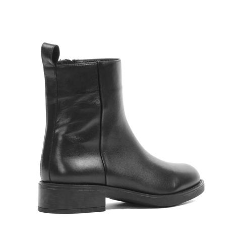 Kadın Siyah Fermuarlı Deri Bot