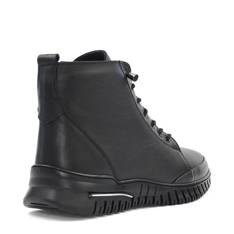 Kadın Siyah Fermuarlı Deri Bot