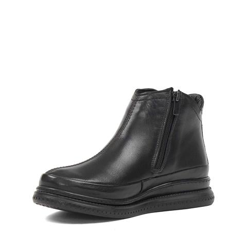 Kadın Siyah Fermuarlı Deri Bot