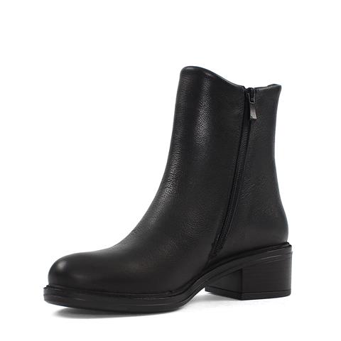 Kadın Siyah Fermuarlı Deri Bot