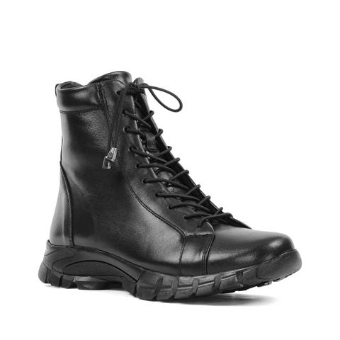 Kadın Siyah Fermuarlı Deri Bot