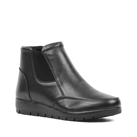 Kadın Siyah Fermuarlı Deri Chelsea Bot