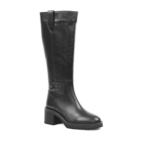 Kadın Siyah Fermuarlı Deri Çizme