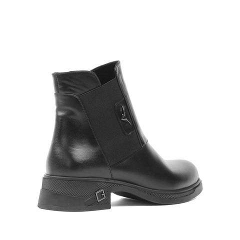 Kadın Siyah Fermuarlı Kalın Topuklu Deri Bot