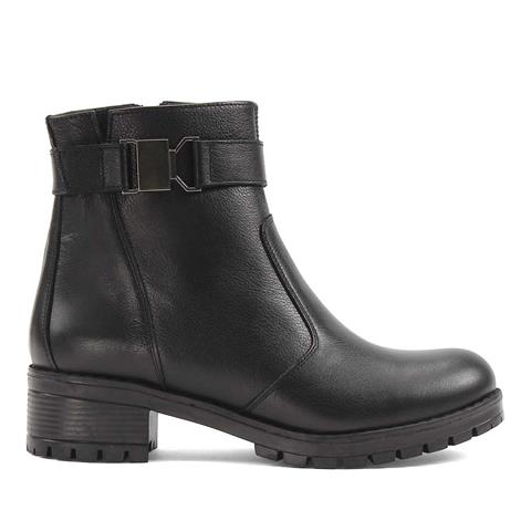 Celal Gültekin Kadın Siyah Fermuarlı Kalın Topuklu Deri Bot