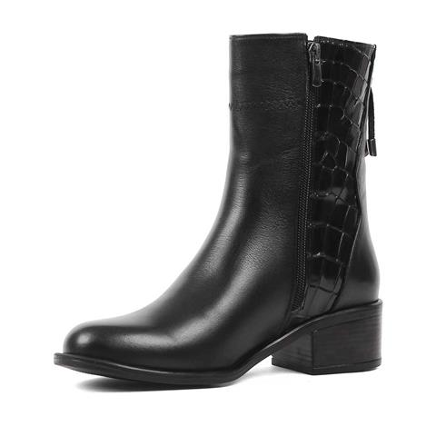 Kadın Siyah Fermuarlı Kroko Deri Bot