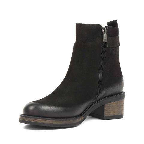 Kadın Siyah Fermuarlı Nubuk Deri Bot