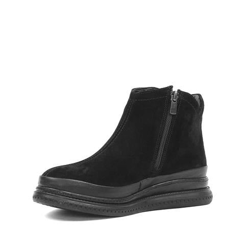 Kadın Siyah Fermuarlı Süet Deri Bot