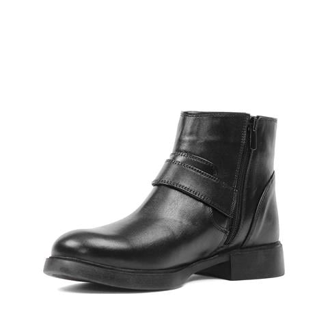 Kadın Siyah Fermuarlı Toka Detaylı Deri Bot