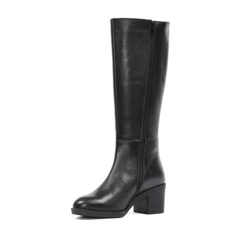 Kadın Siyah Fermuarlı Topuklu Deri Çizme