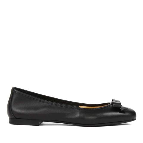 Kadın Siyah Fiyonklu Deri Babet