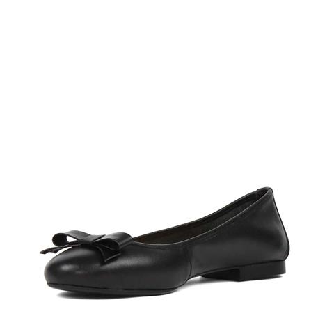 Kadın Siyah Fiyonklu Deri Babet