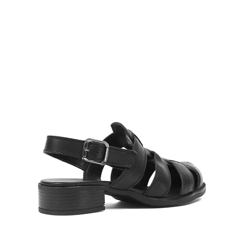 Kadın Siyah Gladyatör Deri Sandalet