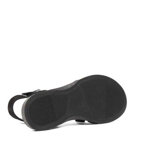 Kadın Siyah Gladyatör Süet Deri Sandalet