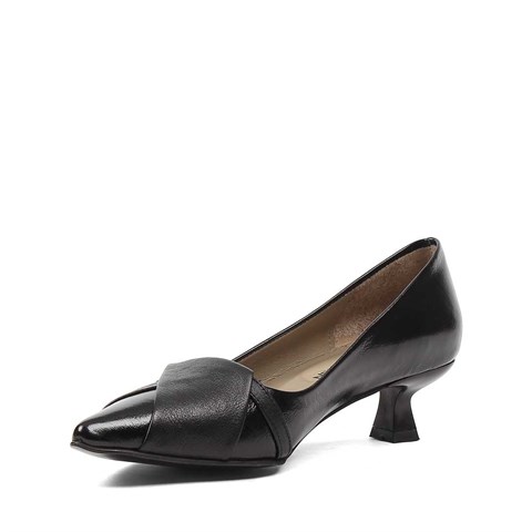 Kadın Siyah İnce Topuklu Deri Ayakkabı