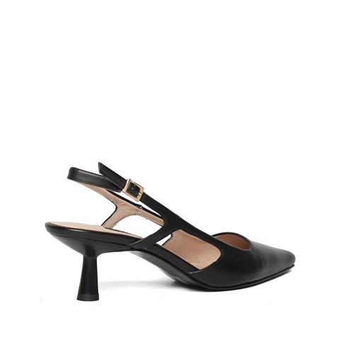 Kadın Siyah İnce Topuklu Deri Klasik Ayakkabı