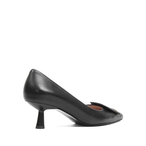 Kadın Siyah İnce Topuklu Deri Klasik Ayakkabı