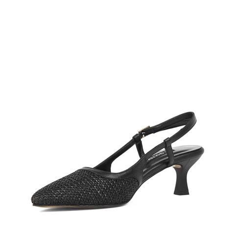 Kadın Siyah İnce Topuklu Deri Klasik Ayakkabı