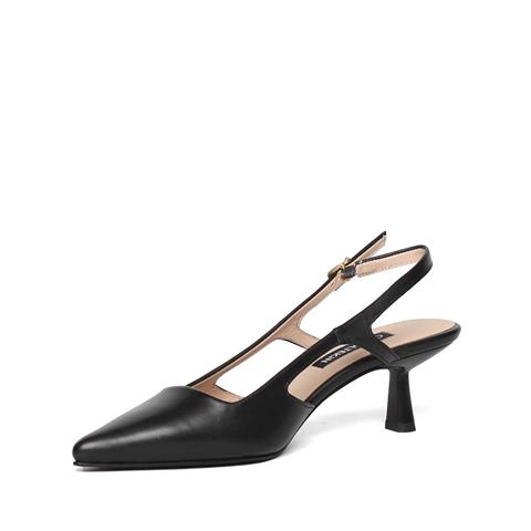 Kadın Siyah İnce Topuklu Deri Klasik Ayakkabı