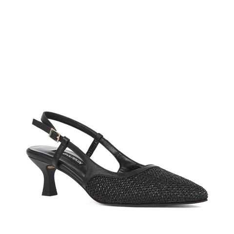 Kadın Siyah İnce Topuklu Deri Klasik Ayakkabı