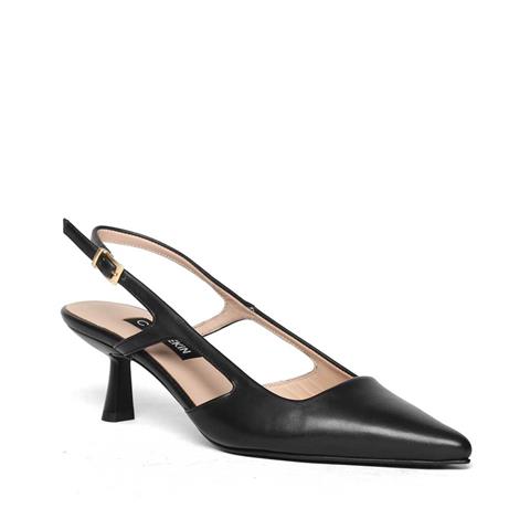 Kadın Siyah İnce Topuklu Deri Klasik Ayakkabı
