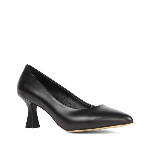 Kadın Siyah İnce Topuklu Deri Klasik Ayakkabı