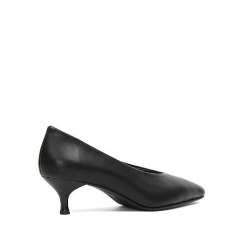 Kadın Siyah İnce Topuklu Deri Klasik Ayakkabı