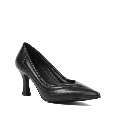 Kadın Siyah İnce Topuklu Deri Stiletto