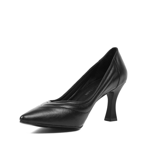 Kadın Siyah İnce Topuklu Deri Stiletto