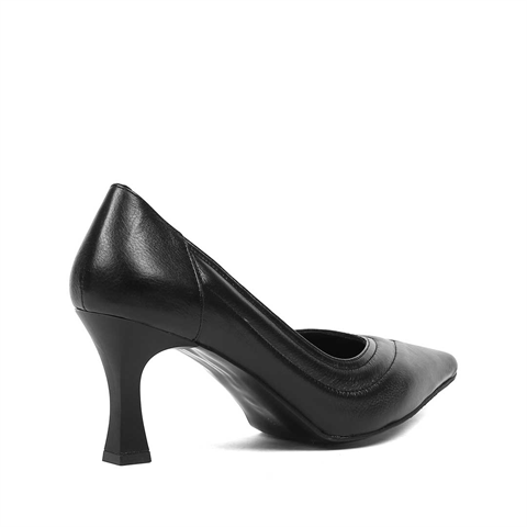 Kadın Siyah İnce Topuklu Deri Stiletto